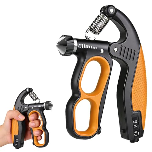 Hand Gripper Strengthener, 22-330LB Adjustable Resistance Grip Strength Trainer with Counter, Forearm Exerciser for Injury Recovery and Muscle Building - color: Orange