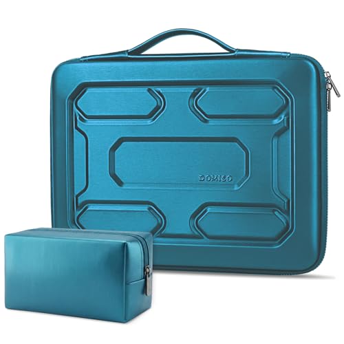 DOMISO Laptop Hard Case 14-14.4 inch Waterproof Shockproof Hard Shell Laptop Sleeve with Handle & Storage Pocket, Compatible with MacBook, HP, Dell, Teal | Waterproof, Shockproof, With Handle & Storage Pocket, Compatible with MacBook, HP, Dell - color: Te