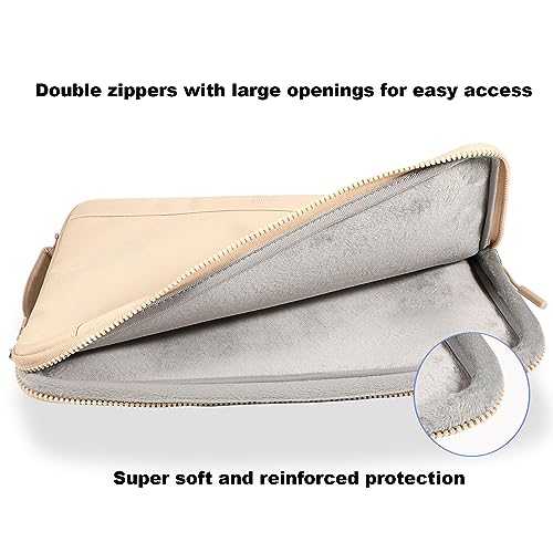 LANDICI 15.6 Inch Protective Laptop Sleeve with Handle, Apricot | Slim water-resistant case with reinforced 360-degree padding protects MacBook, Surface, Chromebook and other laptops - color: Apricot, size: 15.6-16 Inch