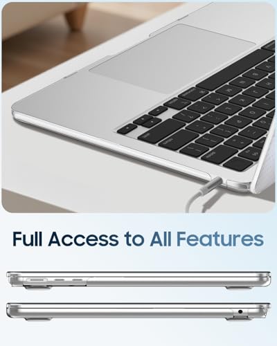 Fintie Case for MacBook Air 13 inch A3449/A3240/A3113/A2681 2022-2026 | M2/M3/M4/M5, Snap On Hard Shell, Full Port Access, Easy On/Off, Lightweight, Meteor-Black - color: Crystal Pink