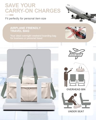 Gym Bag for Women Duffle Bag with Shoe Compartment Yoga Mat Bag Sports Workout Bag Weekend Overnight Bag, Beige Green - color: A22- Beige Green