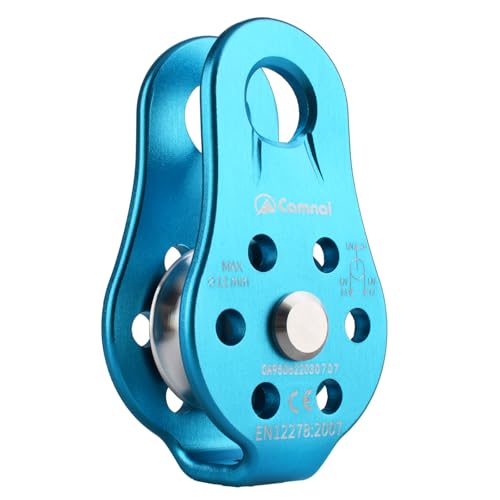 JEELAD 26kN Climbing Pulley Aluminum Alloy Rescue Pulley Single Sheave for Hauling Outdoor Zipline Climbing Rigging - color: 01 Blue - 26kN