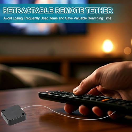 PATIKIL Retractable Remote Control Cable Tether (4.9ft / 1.5M, Black)(5 Set) Square Remote Control Security Lanyard Lock Adjustable Locking Leash with Plastic Cap, Suit for - TV/Tablets - color: Black, size: 4.9ft