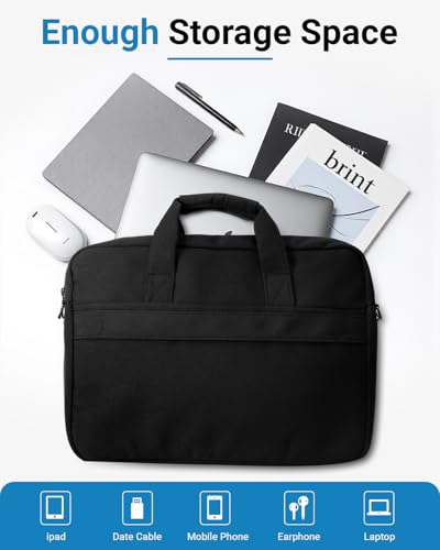 Laptop Messenger Bag with Zippers, Padded Protection, Adjustable Shoulder Strap - color: Black