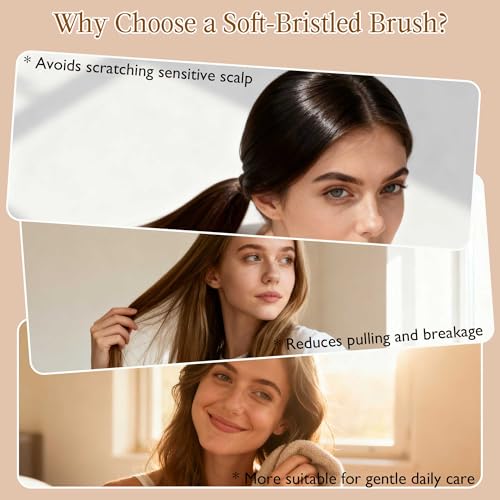 STYLEMATE Wild Boar Bristle Slick Back Hair Brush, Large Soft Bristle Hair Brushes for Thin & Fine Hair, Natural Sapele Wooden Handle Hairbrush for Women Men - size: Large