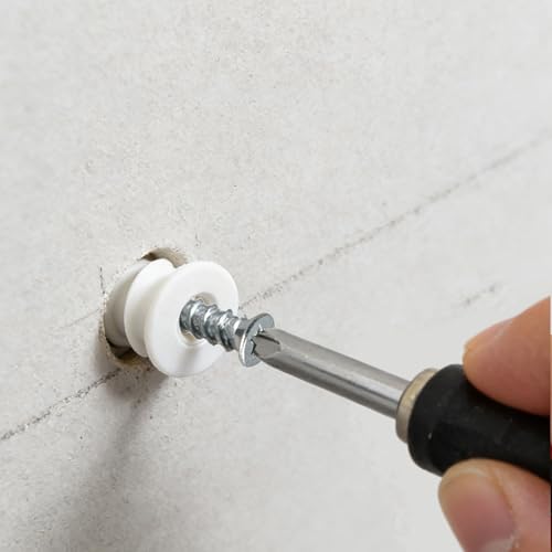 200Pcs Drywall Anchors and Screws Kit, 100Pcs Self-Drilling Plastic Wall Anchors with 100Pcs #8 Phillips Screws & PH2 Bit, Heavy Duty Anchors for Hanging Pictures, Shelves, Home Mounting - size: 1 Inch