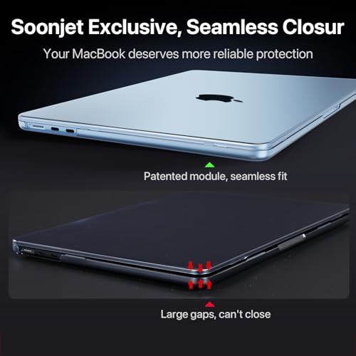 Soonjet for MacBook Air 15 inch Case, M5 M4 M3 M2 2026-2023 Keyboard Cover | 100% Color Match, Sky Blue, Clear Matte, Anti Crack & Fingerprint & Scratch, Ultra Thin & Light, Protective Laptop Hard Shell - color: Frost Sky Blue