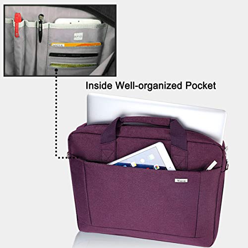 Voova 15.6-15 Inch Laptop Bag, Computer Bag, MacBook Bag, Dark Purple | Expandable splash-proof laptop messenger bag with removable strap; fits notebooks, MacBook, HP, Dell, Lenovo and Asus - color: Purple, size: 14-15.6 Inch