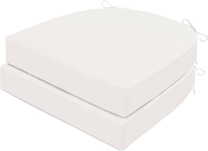Outdoor Chair Cushions Set of 2, Waterproof Foam Patio Seat Cushions with Ties for Garden Sofa & Dining Furniture, 3-Year Color Fastness, 18x18x3 Inch, Beige