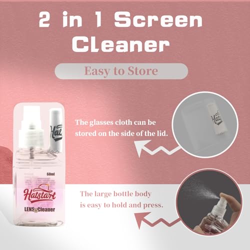 2 Pack Electronic Screen Cleaner Spray, Hatstart Cell Phone Touch Screens Cleaning for TV Laptop Computer Tablet PC LCD Flat Screens and Car Display, Compatible with iPhone iPad MacBook Pro, Pink - color: Pink