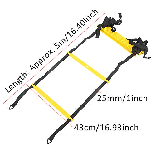 12 Rungs Running Competition Football Training Warm Up Speed Reinforced Soft Agile Step Ladder for Football Training and Warm Up Exercises PP Material 5m Length 43cm Rung Spacing