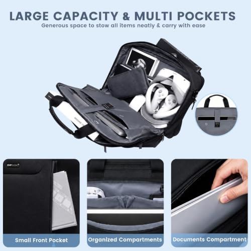 EMPSIGN Laptop Bag Briefcase for Men, 17.3 Inch Computer Case, Black-Grey | Expandable Computer Bag, Water Repellent, Shoulder Messenger Bag, Detachable Strap, Work Business Travel Office - color: Black/Grey