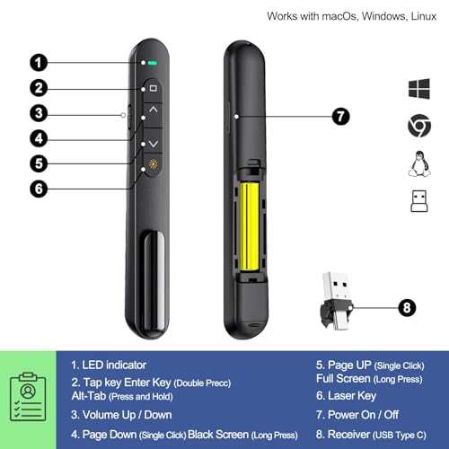 QUI Presenter Clicker USB A&C Bundle | Pen-Shaped Black & Remote-Shaped Black