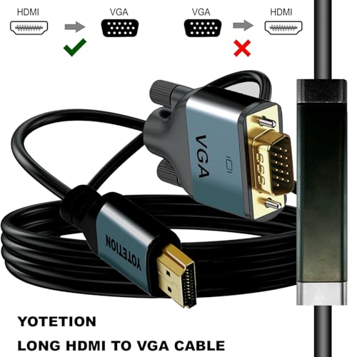HDMI to VGA 25Ft Cable with IC, Gold-Plated HDMI to VGA Compatible for Computer, Desktop, Laptop, PC, Monitor, Projector,HDTV, Raspberry Pi, Roku, Xbox and More, Green-Gray Aluminum Shell - size: 25FT