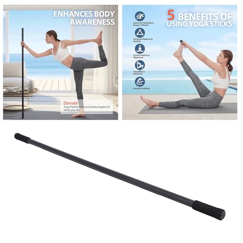 GOWENIC Steel Yoga Stick, Adjustable Stretching Stick for Flexibility, Sturdy Exercise with Foam Handles, Mobility for Fitness, Balance Training for Home Gym