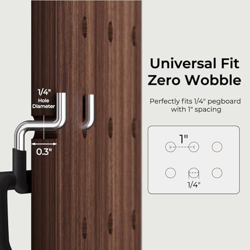 INCLY 24 Pack 1/4" Pegboard Drill Holder Tool Utility Hooks | Heavy Duty Pegboard Hooks, Peg Board Tool Hangers, for Power Tools, Drill, Hammer, Cords, Hoses, Shovels, Garage Storage - size: 24 Pack
