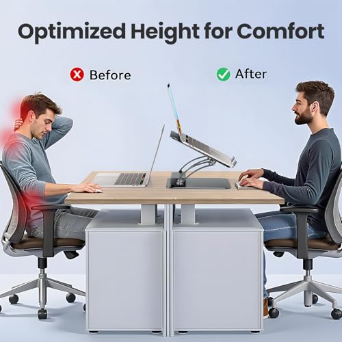 tounee Laptop Stand with Detachable USB-C Hub, 100W PD Charging, 4K@60Hz HDMI, 3 USB Ports, Ergonomic Laptop Holder Docking Station for 10-17" Laptops, MacBook & More - Gray - color: Gray