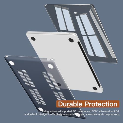 CISSOOK Hard Shell Case for MacBook Air 13.6inch A2681 M2 A3113 M3 Chip 2022-2024, Crystal Black, Includes Keyboard Cover, Screen Protector, Adapter & Camera Cover | 2026 2025 2024 2023 2022, 5in1 Set Hard Shell Case Keyboard Cover for MacBook Air 13.6 in