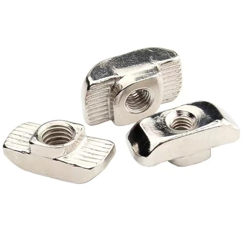 100 Pcs 2020 Series M4 T Nuts, T Slot Nut Hammer Head Fastener Nut, Nickel Plated Carbon Steel Nut for European Aluminum Profile,Drop in T Slot Nuts Assortment Kit(20-M4) - size: 20-M4（100 Pcs）