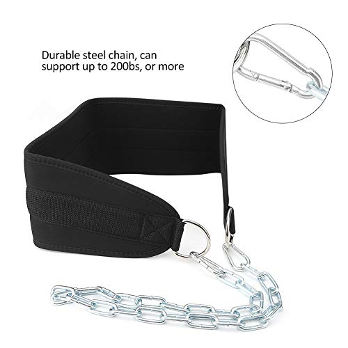 Fitness Dip Belt, Weighted Strength Training Belt with Steel Chain for Pull Ups Dips Lunges, Gym Workout Equipment for Men Women