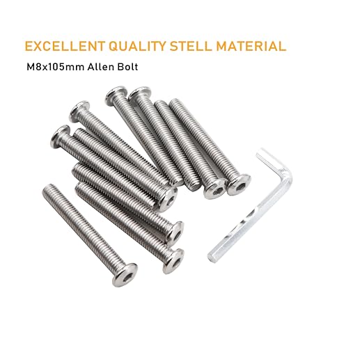 6pcs M8 x 105mm Rivet Countersunk Socket Cap Allen Head Bolts Screws Connecting for Furniture, 304 Stainless Steel - size: 6pcs M8 x 105mm