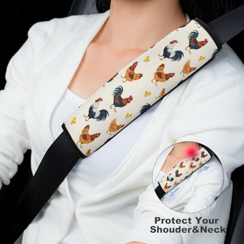 2 Piece Funny Colorful Rooster Cute Chicken Car Seat Straps Shoulder Pads Universal Fit Automotive Seat Belt Protector for Kids, Car Seats Pushchair Strollers High Chair Pushchair - color: Pattern 426