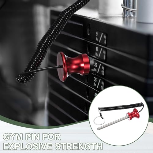 Weight Stack Pin, Weight Gym Pin Strength Training Equipment Replacement with Pull Rope for Commercial Home - color: Red, size: 0.3 x 3.9 Inch