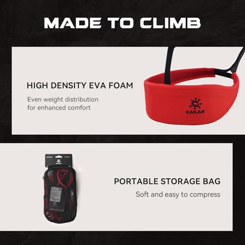KAILAS Airo Rock Climbing Harness Men Roofing Harnesses Rescue Mountaineering Safety Belt Women Comfortable Lightweight - color: Red, size: X-Large