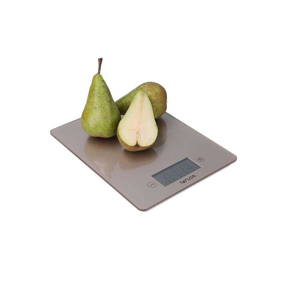 Taylor Pro Digital Kitchen Food Scales with Ultra Thin Design, Compact Professional Standard Tare Feature with Precision Accuracy, Copper Glass, Weighs 5 kg Capacity