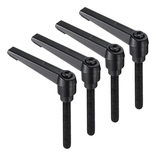 uxcell 4pcs Clamping Lever Handles, M8 x 50mm Black Oxide Carbon Steel Threaded Male Stud, Adjustable Handles Locking Quick Release Ratchet Push Button Bolt Knobs, Black - size: M8 x 50mm