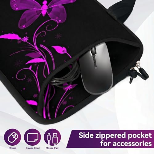 14 15 15.4 15.6 inch Laptop shoulder bag Notebook Handle Sleeve Neoprene Soft Carrying Travel Case with Accessories pocket (14-15.6 inch, Nice Butterfly) - color: Nice Butterfly, size: 14-15.6 inch