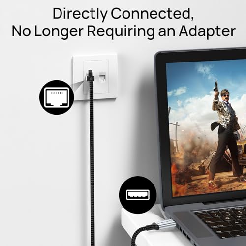 USB to Ethernet Cable 15FT, Gigabit USB 3.0 A to RJ45 Nylon Braided Cable | Network to USBA Cord, 1000Mbps Directly Connected, for Laptop, Desktop PC, Windows 10 and Windows 11 - size: 15FT, style: USB A to Ethernet