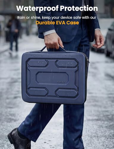 DOMISO Laptop Hard Case 15-16 inch Waterproof Shockproof Hard Shell Laptop Sleeve with Handle & Storage Pocket, Compatible with MacBook, HP, Dell, Dark Blue - color: Dark Blue, size: 15.6 inch