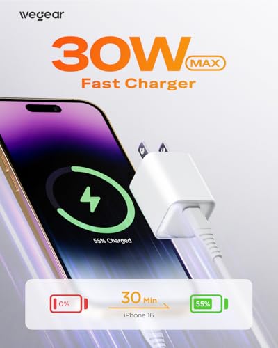 30W Compact Wall Charger, USB C Charger Block with GaN III Tech, PD3.0 PPS QC4.0 Fast Charging Foldable Power Adapter for iPhone 17 16 15, Galaxy, Pixel, iPad, AirPods (White, 1 Pack) - color: White, size: 1 Pack