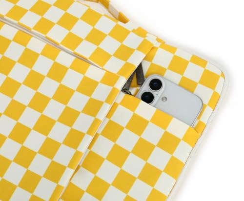 360 Degree Protective Laptop Sleeve with Multi-Pockets (Yellow Checkered, 12.5 inch-13.5 inch) - color: Yellow Checkered, size: 12.5 inch-13.5 inch