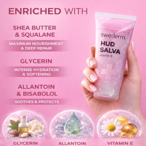 swederm Hudsalva Skin Moisturizer with Vitamin E, Shea Butter, 3,38 fl oz | dry skin remedy, glycerin, shea butter, allantoin, elbows, cracked heels, Scandinavian quality, travel essentials - size: 3.37 Fl Oz (Pack of 1)