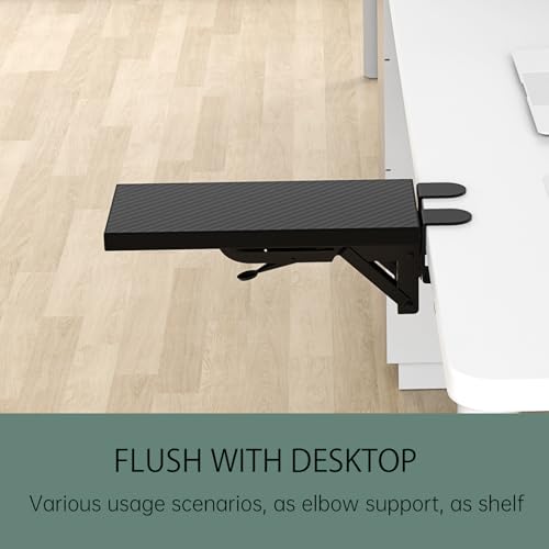 Sisyphy Ergonomics Desk Extender Tray, 11.8x5.9" Punch-Free Clamp on, Foldable Keyboard Drawer Tray, Table Mount Arm Wrist Rest Shelf, Computer Elbow Arm Support - color: Carbon, size: 5.9*11.8"(30*15cm)