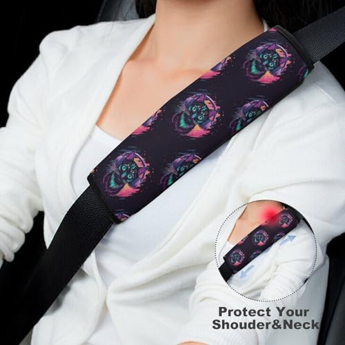 2PCS Cute Funny Cat Colorful Seat Belt Shoulder Pad Soft Padded Harness Pads Strap for Adults and Children, All Vehicles, Anti-Slip Pad - color: Pattern 424