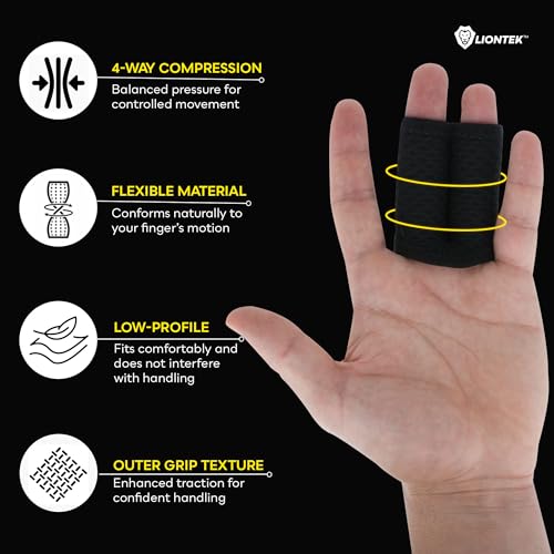 LIONTEK Double Flow Finger Sleeve V3 Pair — Joint Support & Compression for Activity, BJJ, Fitness, Volleyball, Basketball, and More (X-Large) - size: X-Large