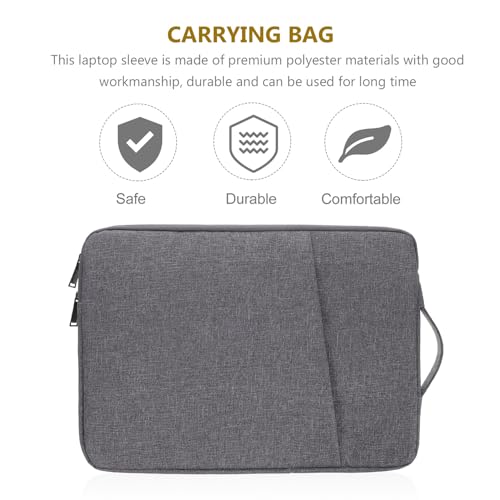 Luxshiny Shockproof Laptop Sleeve Bag for 15.6 Inch Notebook, Portable Travel Laptop Case with Sturdy Dark Gray Protective Cover and Tablet Holder for Outdoor Use