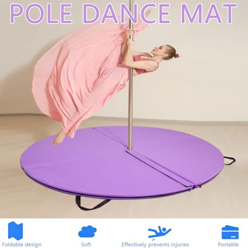 Foldable Pole Crash Mat, Pole Dance Mat, Anti-Collision Cushioned PU Leather Mat for Yoga, Gymnastics, Pole Dancing Red 4" Tx6.6'W