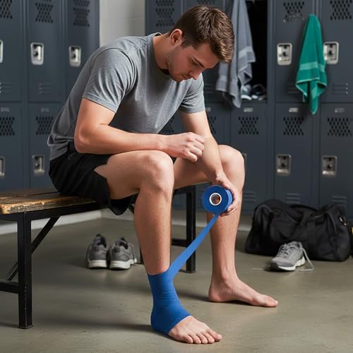 Cannon Sports Premium Athletic Tape - 1.5” x 45 Feet Per Roll - Easy Tear, No Sticky Residue, Very Strong, Hypoallergenic and Latex Free - Ideal for Sprains, Strains, First Aid - Pack of 3 (Blue) - color: Blue