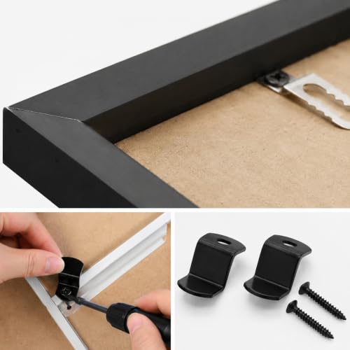 1/4" Depth Flat Offset Canvas Clips, Black Z Shaped Heavy Duty Double Hole Picture Frame Clips for Canvas Framing Hardware with Screws, 20Pcs - size: 1/4 Inch