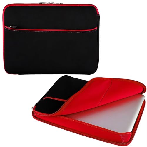 Neoprene 13.3 inch Laptop Sleeves, Slim Computer Bag for 13 in Notebooks, Tablets, Protective Cover for Men and Women - color: Black / Red