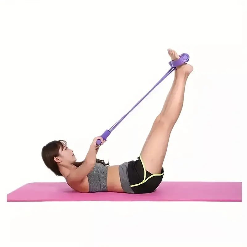 21 Fitness Resistance Bands Set with 4 Tube Pedal Ankle Puller - Multifunction Tension Rope for Abdomen Waist Arm Leg Stretching, Sit-Up Assistance Elastic Strength Bands with Handles - color: Pink
