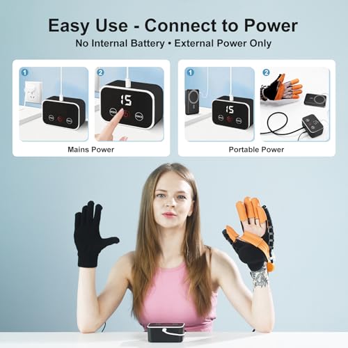 Rehabilitation Robot Gloves, Finger Exerciser for Stroke Recovery Hand Glove Equipment Hand Function Rehabilitation (Orange Right Hand M) - size: Right Hand M