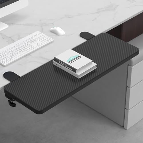 Sisyphy Ergonomics Desk Extender Tray, 29.5x9.5" Punch-Free Clamp on, Foldable Keyboard Drawer Tray, Table Mount Arm Wrist Rest Shelf, Computer Elbow Arm Support - color: Carbon, size: 29.5*9.5"(75*24cm)
