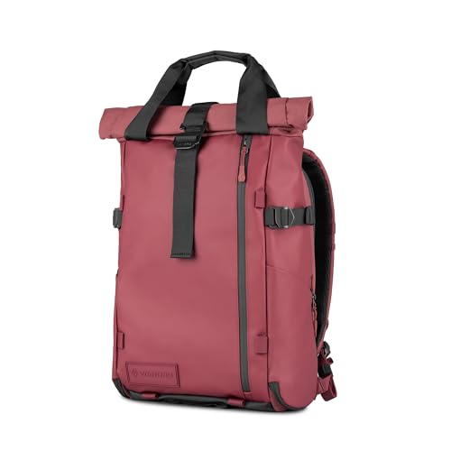 WANDRD PRVKE Rolltop 21L V4 Camera Backpack – Expandable Weatherproof Travel Bag with Laptop Sleeve and Clamshell Opening - color: Rhone Burgundy, size: 21L (Bag Only), style: Rolltop