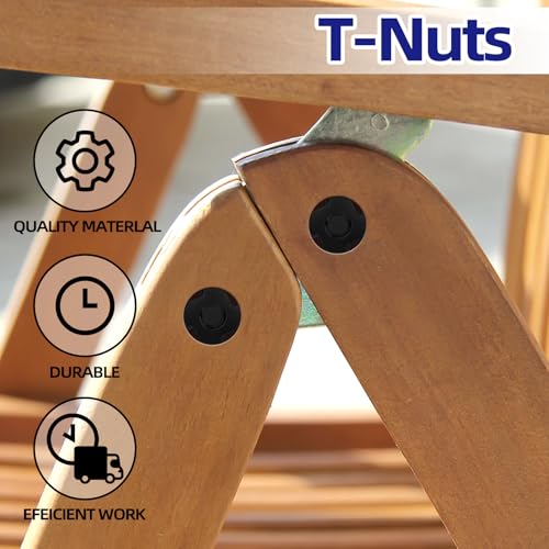 1/4"-20 T-Nuts Black Zinc Plated Steel, 4-Pronged Tee Nut for Wood, Rock Climbing Holds, Furniture, 100 PCS - color: Black Carbon Steel, size: 1/4"-20