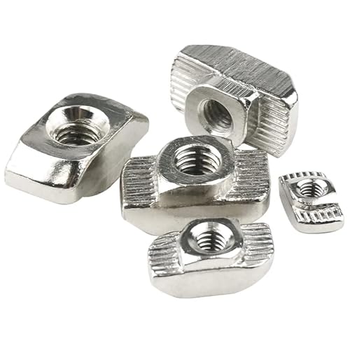 50 Pcs 2020 Series M4 T Nuts, T Slot Nut Hammer Head Fastener Nut, Nickel Plated Carbon Steel Nut for European Aluminum Profile,Drop in T Slot Nuts Assortment Kit(20-M4) - size: 20-M4（50 Pcs）